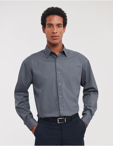 R-R-934M-0-Mens L/S Poly-Cotton Easy Care Poplin Shirt